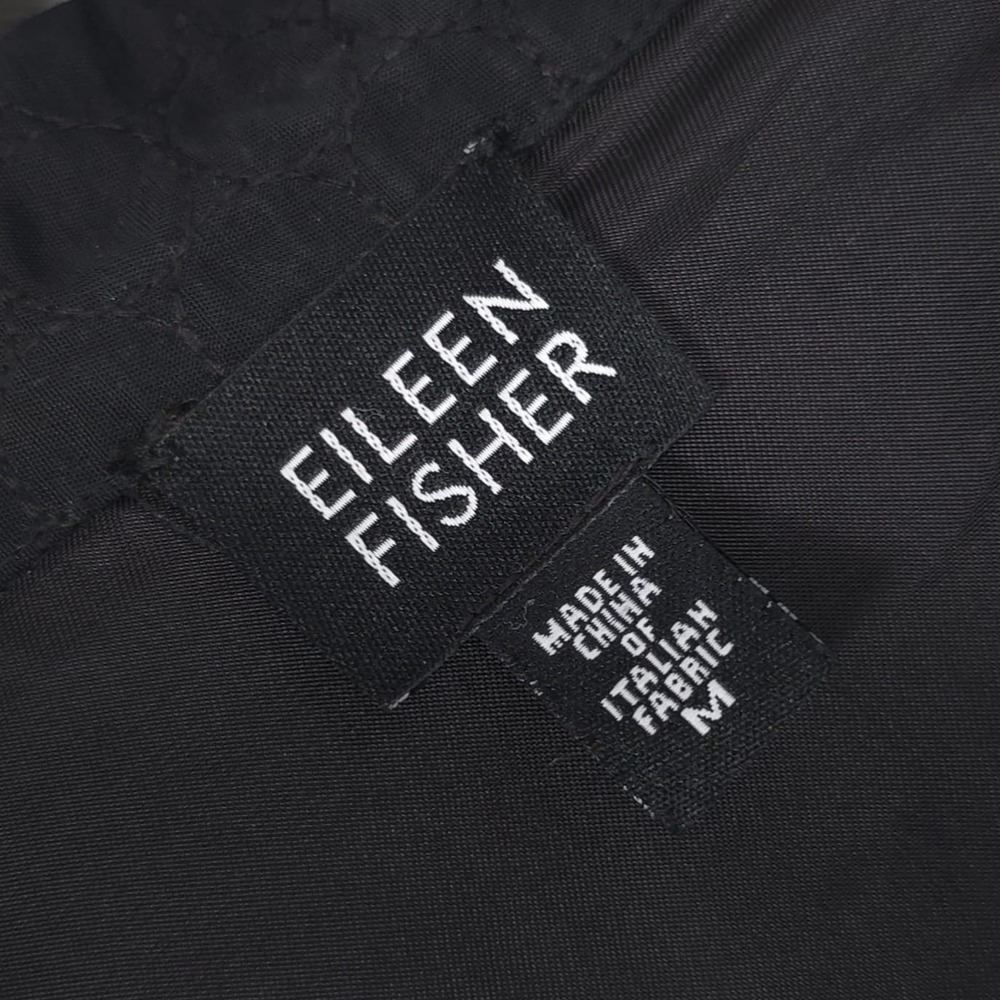 EILEEN FISHER Women's Jacket Coat MEDIUM Black Button Front ITALIAN FABRIC - Picture 2 of 10